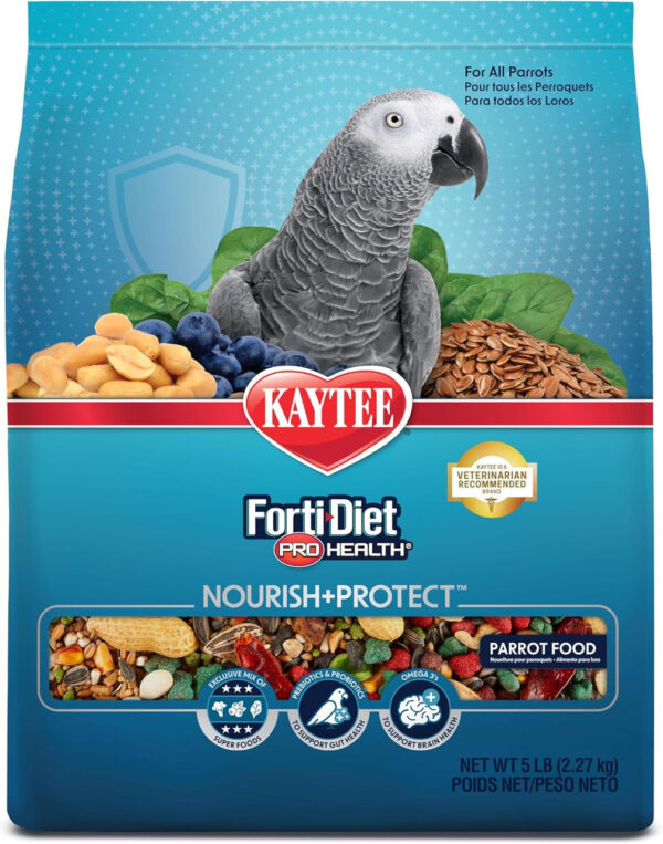 Kaytee parrot food, Forti-Diet Pro Health pellets, balanced parrot diet, complete parrot nutrition, African Grey parrot food, macaw pellet diet, The Parrots Exotic Store parrot food