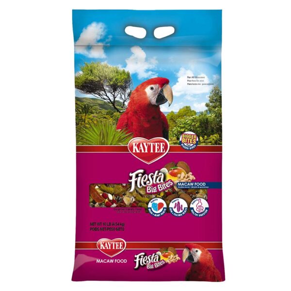 Kaytee macaw food, Fiesta Variety Mix for macaws, large parrot food mix, enriched parrot diet, macaw seed blend, The Parrots Exotic Store parrot food