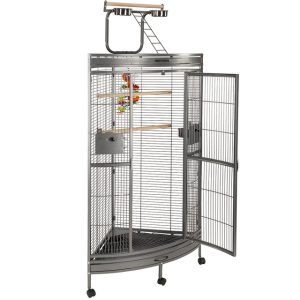 Corner Parrot Cage with Play Gym Top – Antique